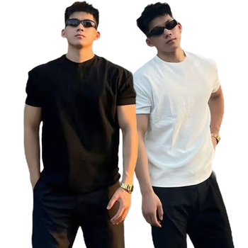 Tricou bărbați cu croială slim, mânecă scurtă, guler rotund, bumbac pieptănat 91–95%