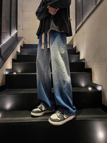 Blugi pentru adolescenți, croială dreaptă, talie medie, distressed, 65% bumbac, casual