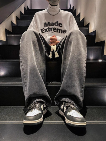 Blugi pentru adolescenți, croială dreaptă, talie medie, distressed, 65% bumbac, casual