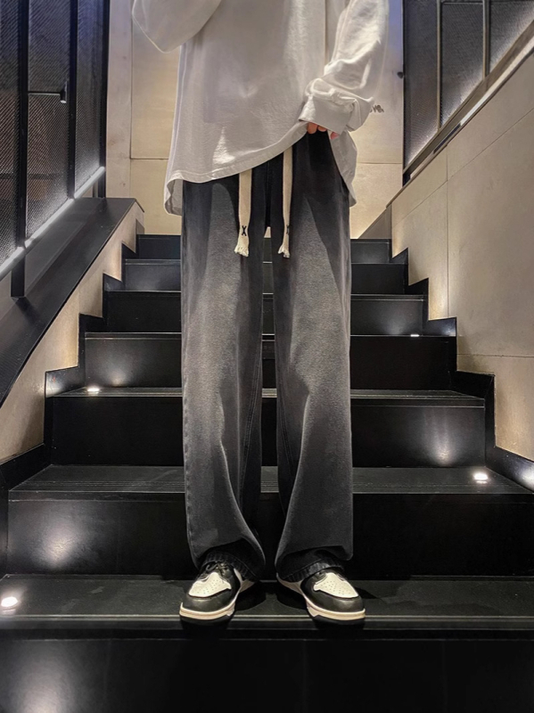 Blugi pentru adolescenți, croială dreaptă, talie medie, distressed, 65% bumbac, casual