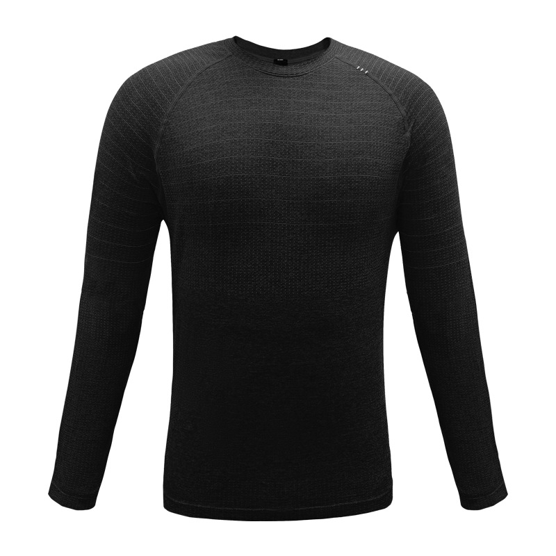 Muška majica s reflektirajućom niti – dugi rukav, okrugli izrez, brzo suši, prozračna, antibakterijska, slim fit