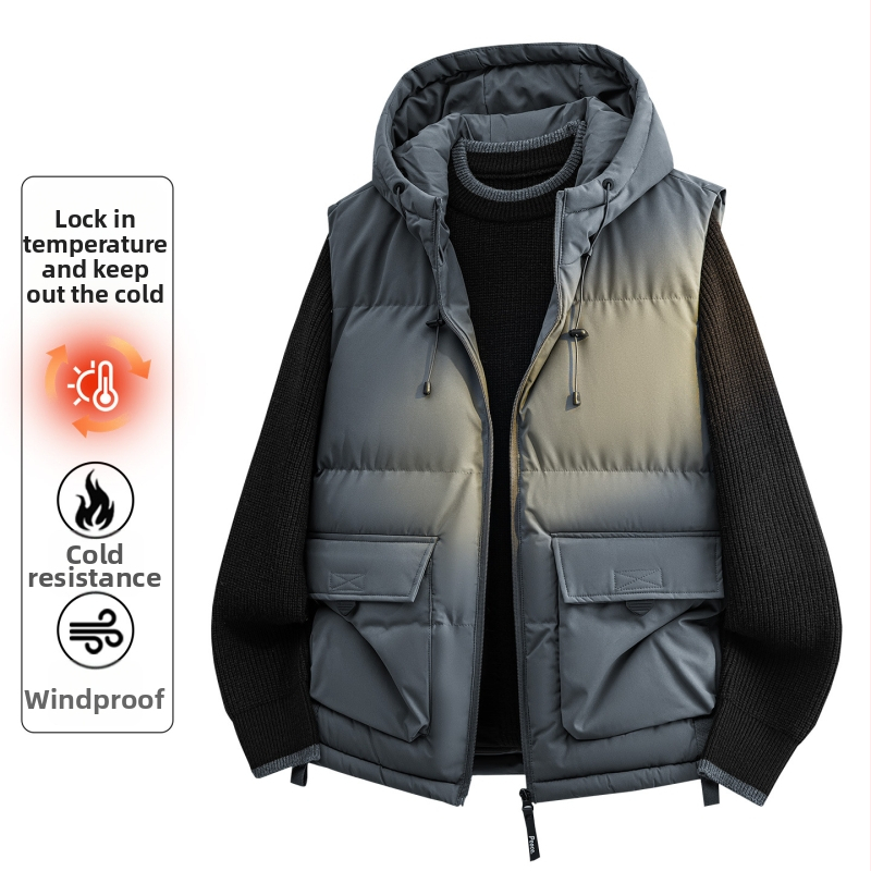 Kapucňová bavlnená bunda v korejskom štýle, priliehavý strih, hrubá bavlnená výplň; vonkajší polyester, podšívka polyester, bočné vrecká