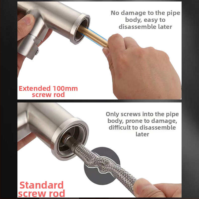 Potrubie vstupu vody pre faucet - 304 nerezová oceľ - závitové spojenie - menovitý tlak 1.6 - Štýl: Moderná jednoduchosť