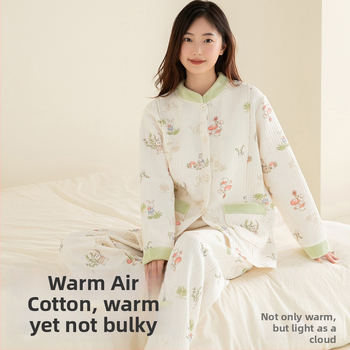 JOYNCLEON Sada dojčiaceho domáceho oblečenia – 100% bavlna, kruhový golier, dlhý rukáv, dlhé nohavice, super hrubá tkanina 301–350 g/m², jeseň/zima 2025, na dojčenie doma