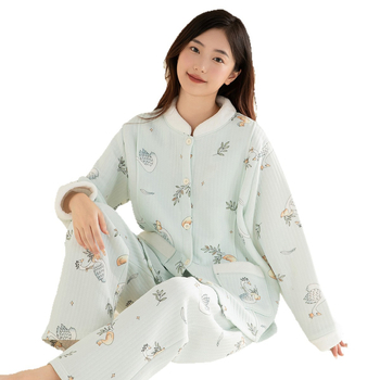 JOYNCLEON Sada dojčiaceho domáceho oblečenia – 100% bavlna, kruhový golier, dlhý rukáv, dlhé nohavice, super hrubá tkanina 301–350 g/m², jeseň/zima 2025, na dojčenie doma