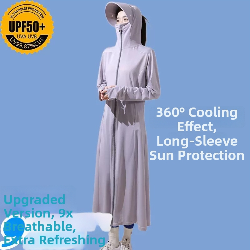 Ilga gobtuvinė lauko striukė iš nailono, UV50+ apsauga, greitai džiūsta ir kvėpuojanti