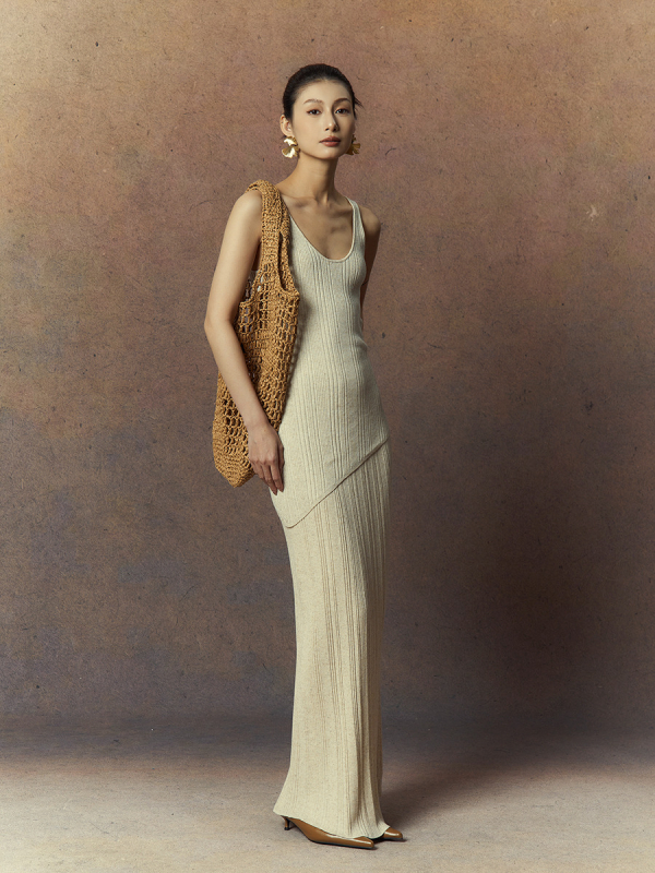 Pulover tricotat pentru femei, cu amestec de Tencel și in, guler în formă de U, mâneci lungi, stil elegant de birou