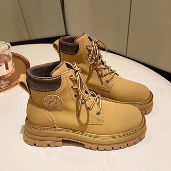 Ghete Martin cu creștere a înălțimii, partea superioară din piele sintetică, talpă din cauciuc, guler înalt, închidere cu șireturi în față