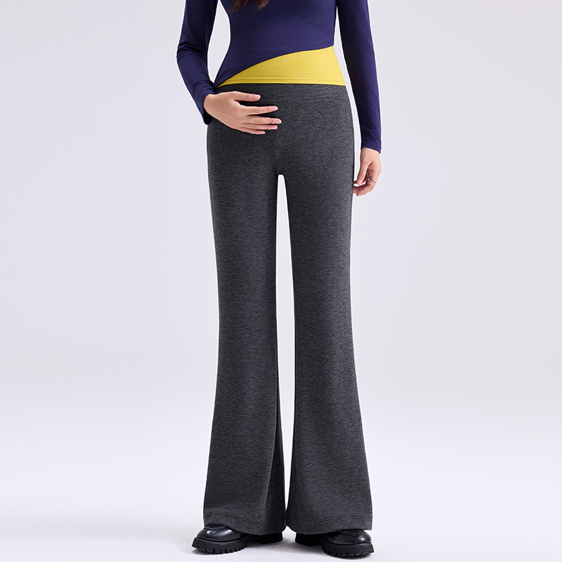 Trudničke dugačke hlače s flis podstavom, debeli topli poliester (70–80%), visoki struk, opušten kroj