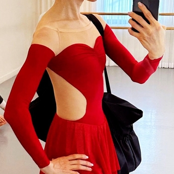 Body de balet pentru dans, mâneci lungi, model contur corp, versiune JAC, model YL2353