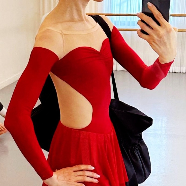 Body de balet pentru dans, mâneci lungi, model contur corp, versiune JAC, model YL2353