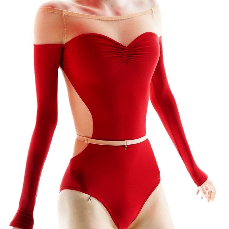 Body de balet pentru dans, mâneci lungi, model contur corp, versiune JAC, model YL2353