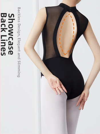 Dospelá žena baletné unitard bez rukávov s otvoreným chrbtom, bavlna 90%, všetky ročné obdobia, vhodný pre balet, moderný tanec a scénu