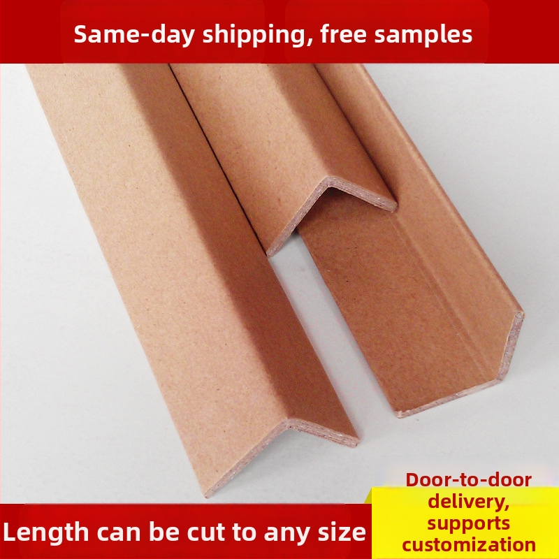 L-tvarovaný ochranný roh z kraftového papiera; s tlačeným logom; formovanie a lisovanie strojom; chráni okraje a paletové balenie