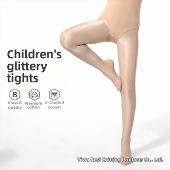 Deti lesklé tanečné ponožky s nohou | Zamatový materiál; 88% nylon; jednofarebný vzor; tenké; tvarovanie, proti trenímu