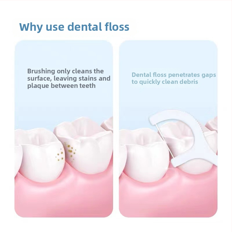 Small Bamboo dantų siūlo lazdelės, vienkartinės, plastikinės, 50–80 vnt. pakuotėje, šeimos įpakavimas