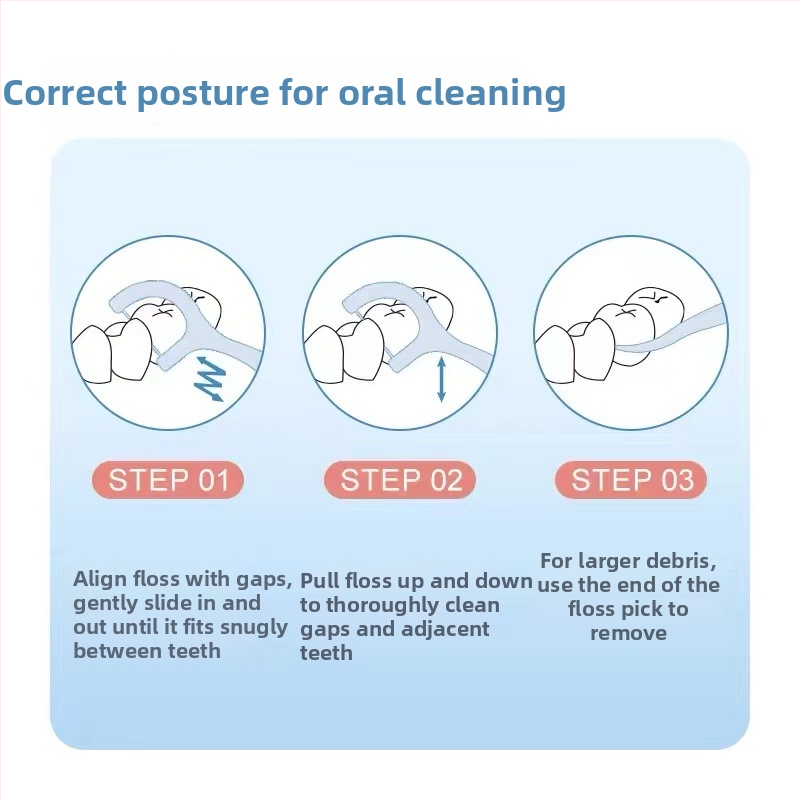 Small Bamboo dantų siūlo lazdelės, vienkartinės, plastikinės, 50–80 vnt. pakuotėje, šeimos įpakavimas
