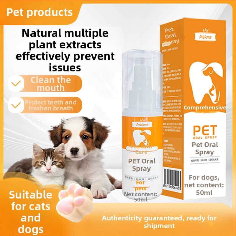 sprej na ústnu hygienu pre domáce zvieratá – pre mačky a psy, antibakteriálny a protizápalový, svieži dych, odstraňuje zubný kameň a škvrny, starostlivosť o ďasná