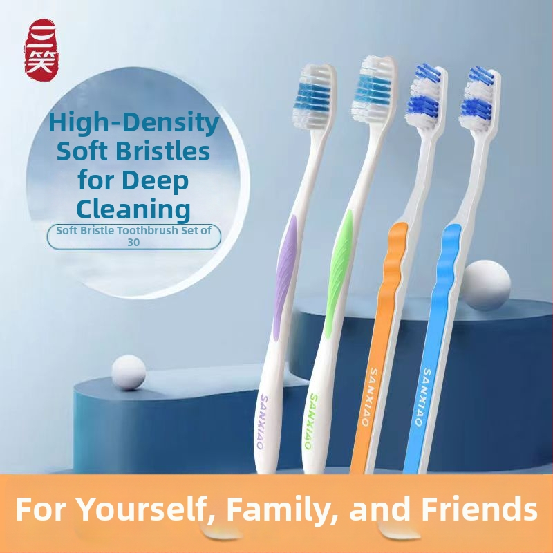 Three Laughs suaugusiųjų rankinė dantų šepetėlis su dviejų tipų kietais ir minkštais šereliais, bangos arkos dizainas, atskirai įpakuotas, skirtas tarpdantiniam valymui