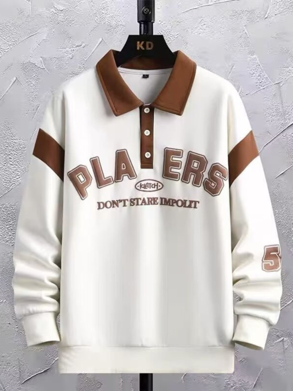 Pulover pentru adolescenți cu guler polo, toamna 2024, mâneci lungi, croială lejeră, amestec poliester