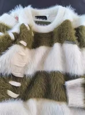 Pulover tricotat pentru bărbați, în dungi, guler rotund, stil coreean, croi lejer, bloc de culori