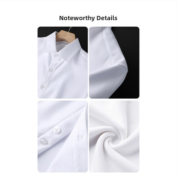 Košeľa zo bambusového vlákna, hrubý fleece pre teplo, úzky strih, dlhé rukávy, golier s preklopom