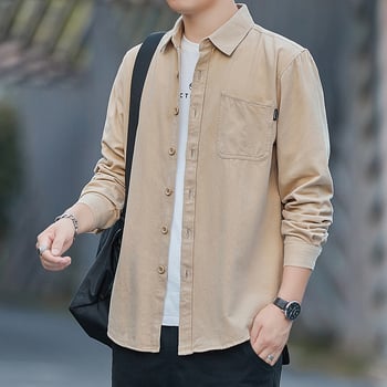 Cămașă bărbați – 100% bumbac, mâneci lungi, fără călcare, croială slim