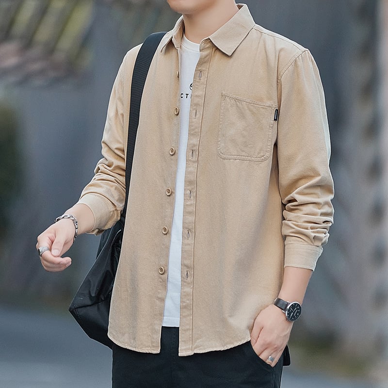 Cămașă bărbați – 100% bumbac, mâneci lungi, fără călcare, croială slim