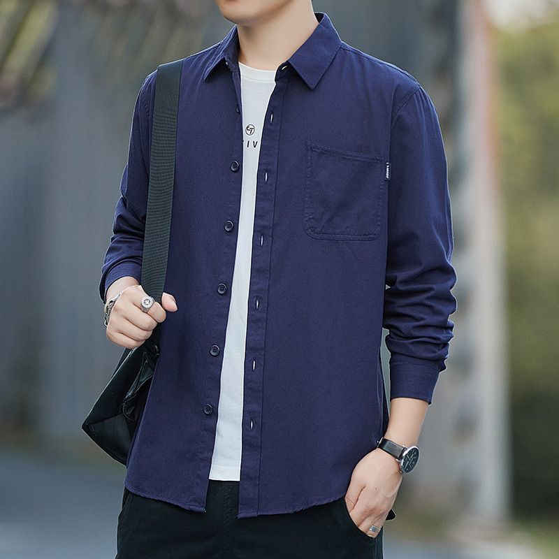 Cămașă bărbați – 100% bumbac, mâneci lungi, fără călcare, croială slim