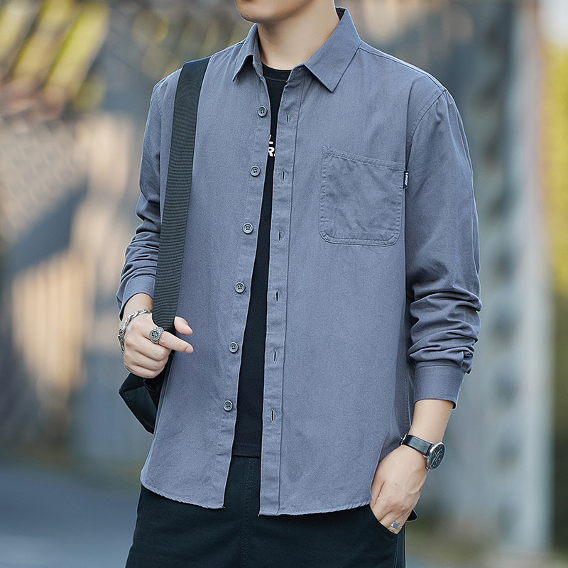 Cămașă bărbați – 100% bumbac, mâneci lungi, fără călcare, croială slim