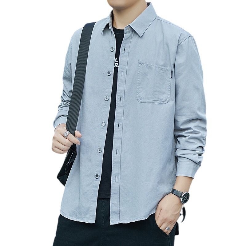 Cămașă bărbați – 100% bumbac, mâneci lungi, fără călcare, croială slim