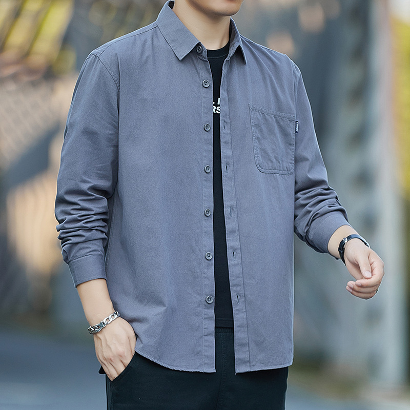 Cămașă bărbați – 100% bumbac, mâneci lungi, fără călcare, croială slim