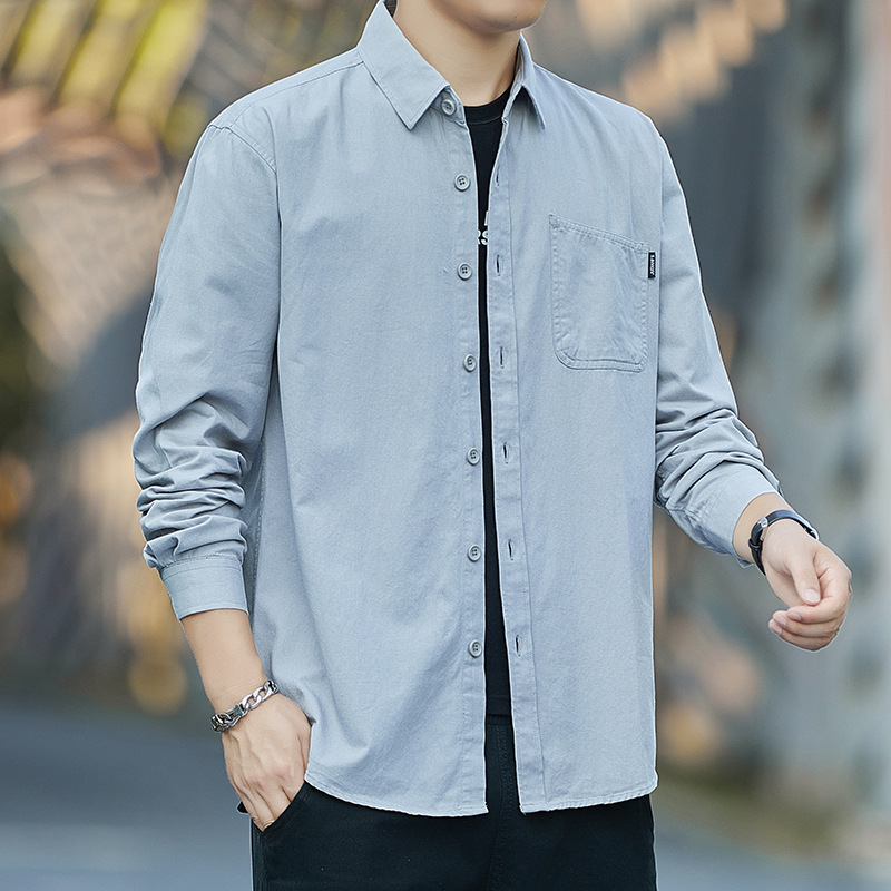 Cămașă bărbați – 100% bumbac, mâneci lungi, fără călcare, croială slim