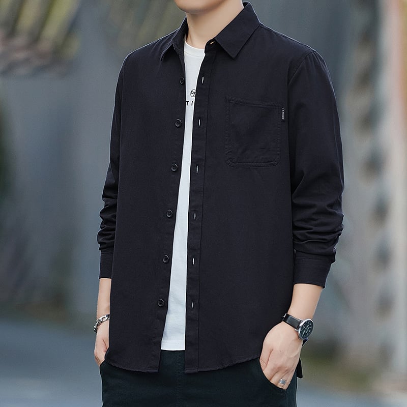 Cămașă bărbați – 100% bumbac, mâneci lungi, fără călcare, croială slim