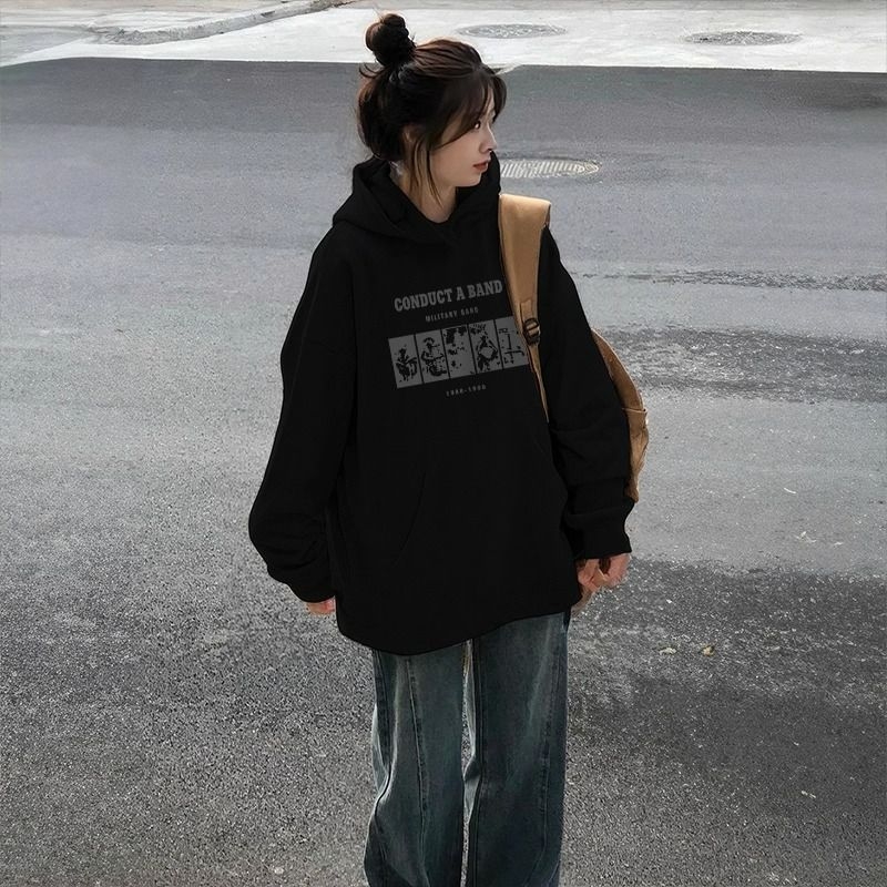 Hanorac tricotat femei cu glugă, croială lejeră, lungime medie, mâneci lungi, imprimeu geometric