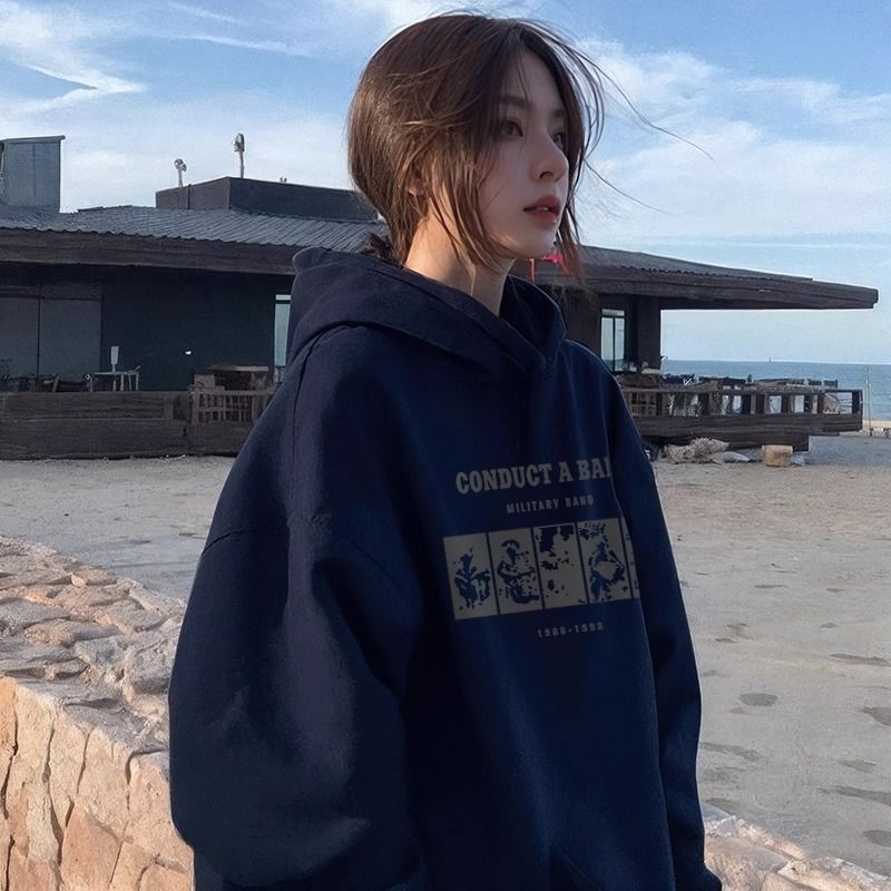 Hanorac tricotat femei cu glugă, croială lejeră, lungime medie, mâneci lungi, imprimeu geometric