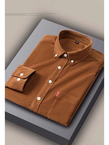 Pánska bavlnená košeľa, dlhý rukáv, golier na gombík, úzky strih, jednofarebná