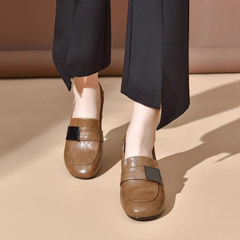 Pantofi casual dama slip-on cu toc mic 1–3 cm, vârf în formă de gură de pește, PU partea superioară, deschidere joasă