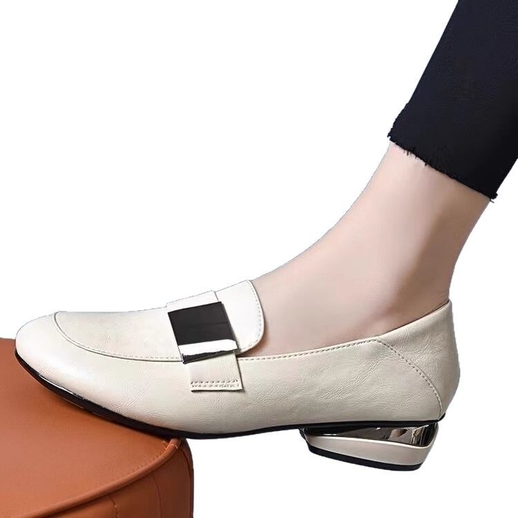 Pantofi casual dama slip-on cu toc mic 1–3 cm, vârf în formă de gură de pește, PU partea superioară, deschidere joasă