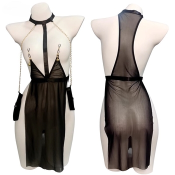 Set de lenjerie BDSM cu plasă, material poliester, conținut poliester 70–80%, stil uniform, pentru femei