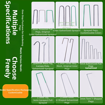 Závitové U-tvarované kolíky do zeme s šikmým hrotom, galvanizované, na upevnenie rúr v záhrade a v skleníku a na upevnenie fólie proti burine