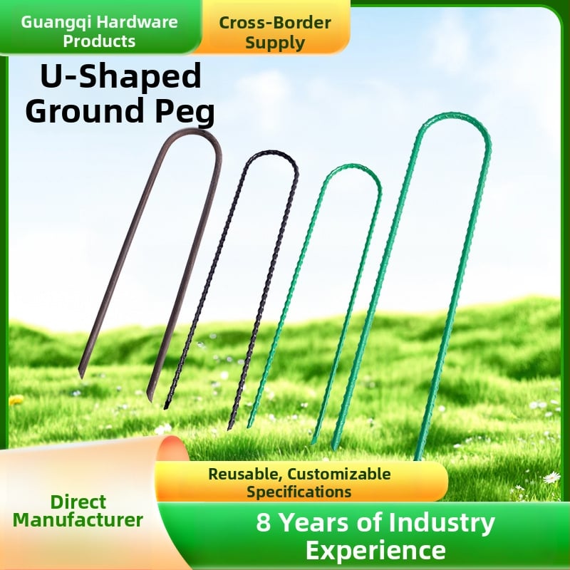 Závitové U-tvarované kolíky do zeme s šikmým hrotom, galvanizované, na upevnenie rúr v záhrade a v skleníku a na upevnenie fólie proti burine