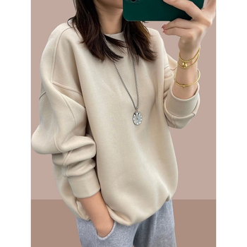 Hanorac femei cu glugă, căptușeală groasă din fleece, 95% bumbac, guler rotund, mâneci lungi