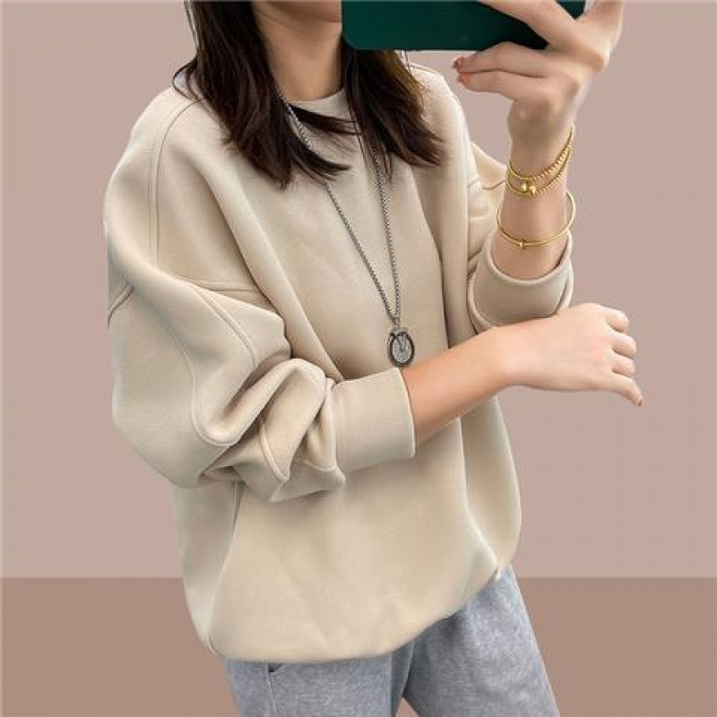 Hanorac femei cu glugă, căptușeală groasă din fleece, 95% bumbac, guler rotund, mâneci lungi