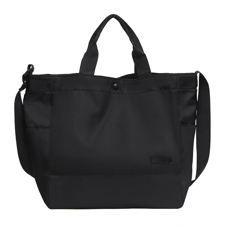 Geantă Tote din nylon pentru femei, formă verticală pătrată, închidere cu clemă și buzunar pentru telefon