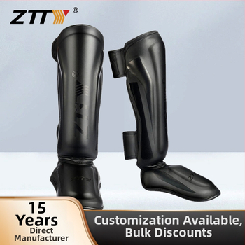 Chrániče holene Muay Thai, Sanda a boxu s priloženou obuvou — PU, vysoká pena, vertikálny štýl, profesionálna ochrana