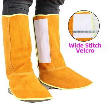 Защитник за крак заварчика от говежда кожа – термоизолиран, двуслойна говежда кожа, защита за крак на заварчик, усилена заварна защита