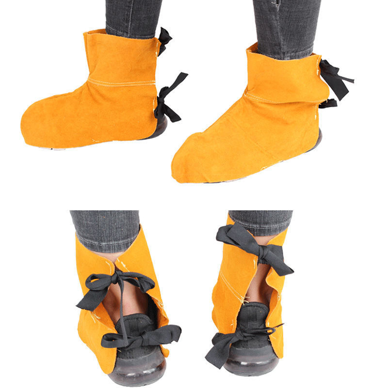 Защитник за крак заварчика от говежда кожа – термоизолиран, двуслойна говежда кожа, защита за крак на заварчик, усилена заварна защита