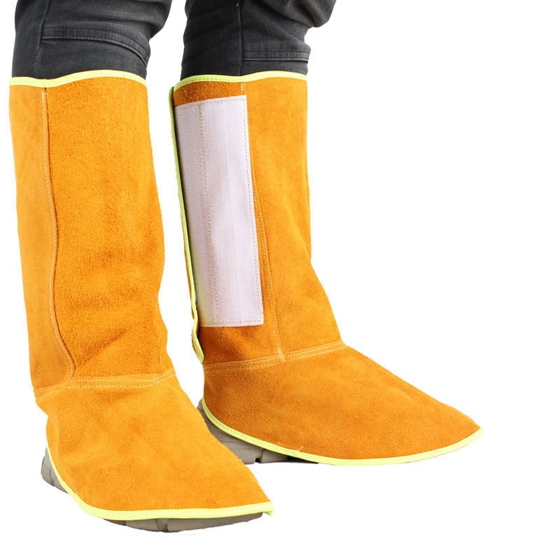 Защитник за крак заварчика от говежда кожа – термоизолиран, двуслойна говежда кожа, защита за крак на заварчик, усилена заварна защита