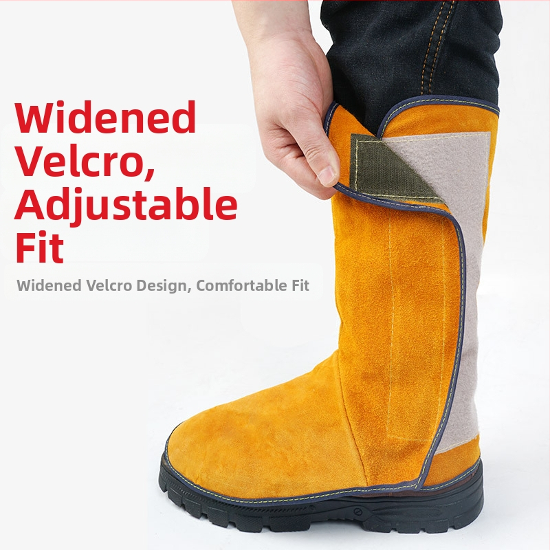 Liellopa ādas metināšanas kājnieks ar šļakatu aizsardzību un siltuma aizsargu, izturīgs